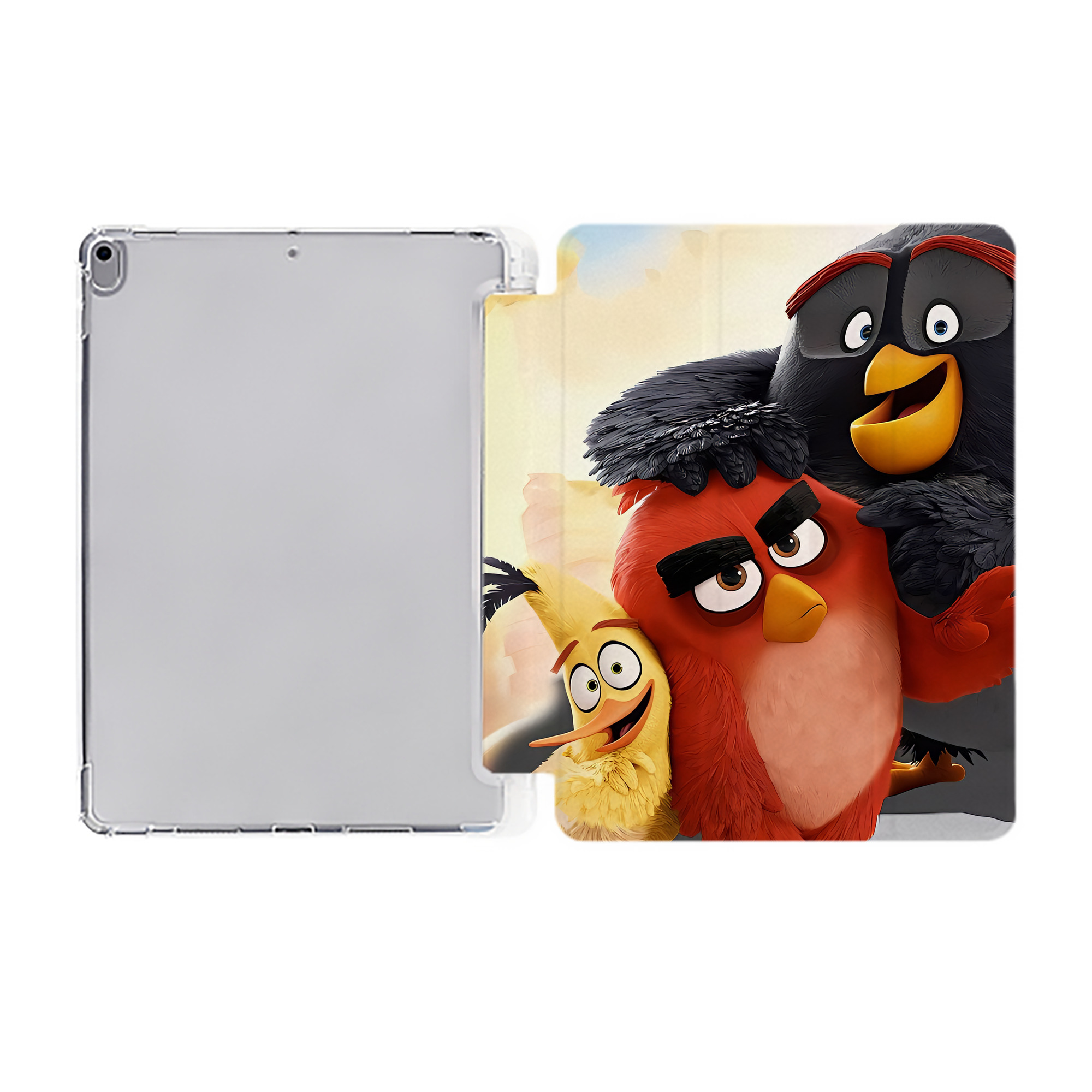 （画像用） Angry Birds アングリーバード IPad ケース ペン収納付き 三つ折りスタンド PUレザー×シリコン 対応機種9.5/10.5/10.9インチ